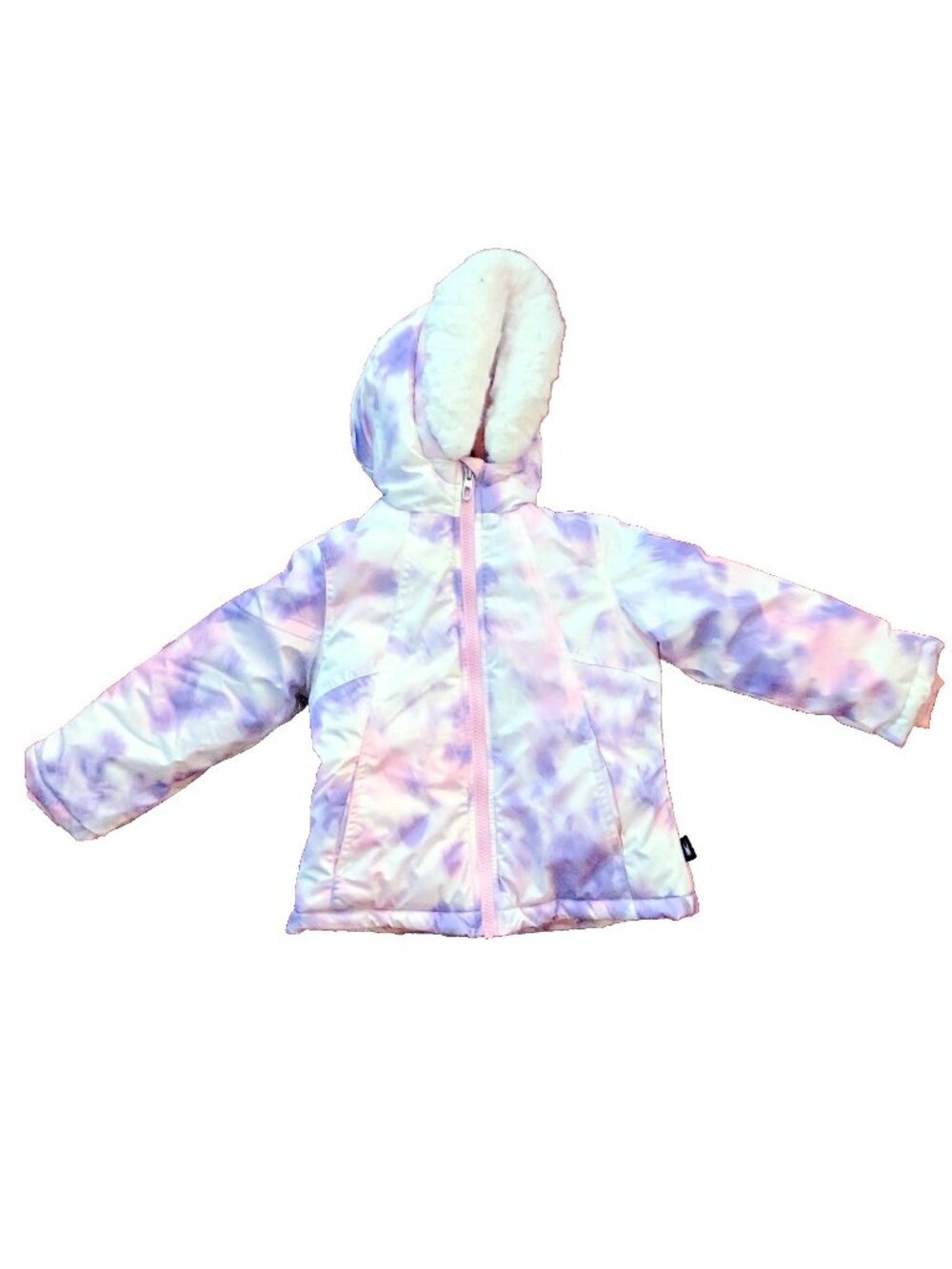 Spyder Girls Winter Jacket 4T Pink Purple White Hooded Full Zip Ski Coat Pockets